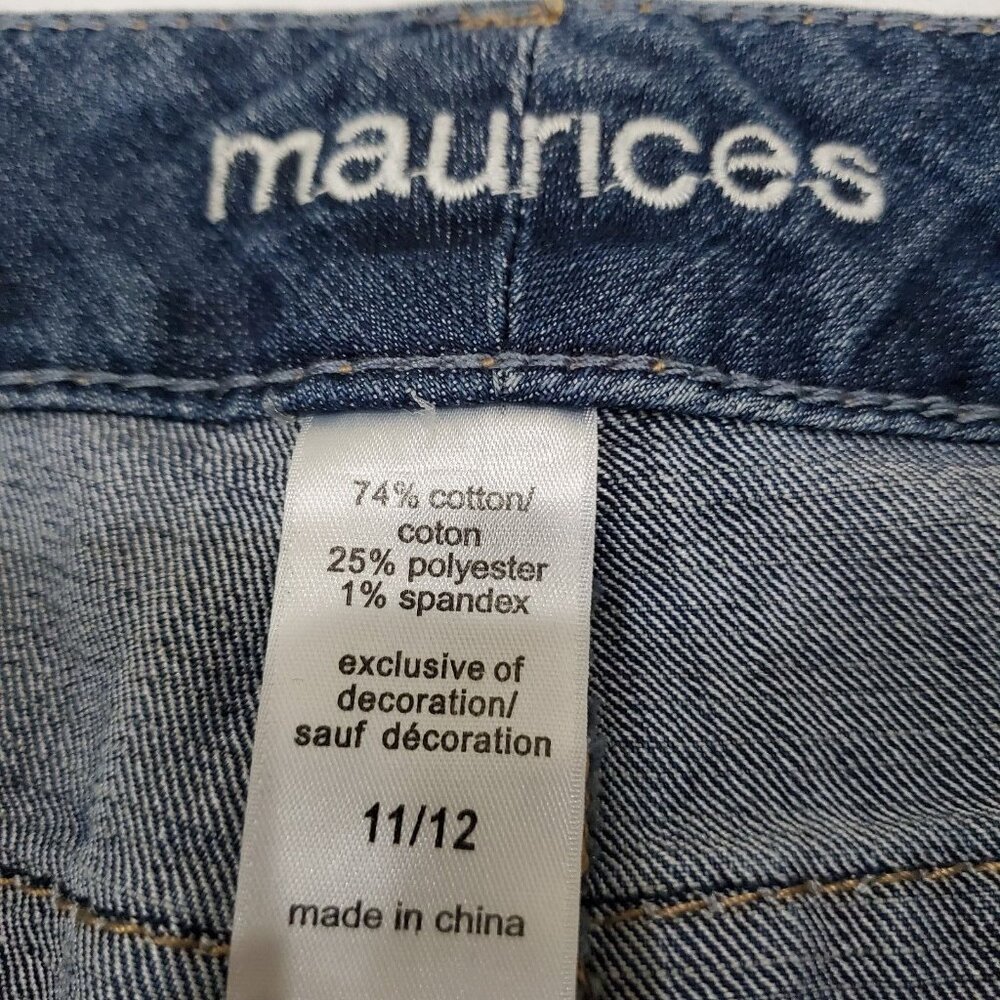 Maurices Capri Jeans Women Size 12 Blue Stretch Comfort Embroidered Rhinestones - Picture 7 of 11